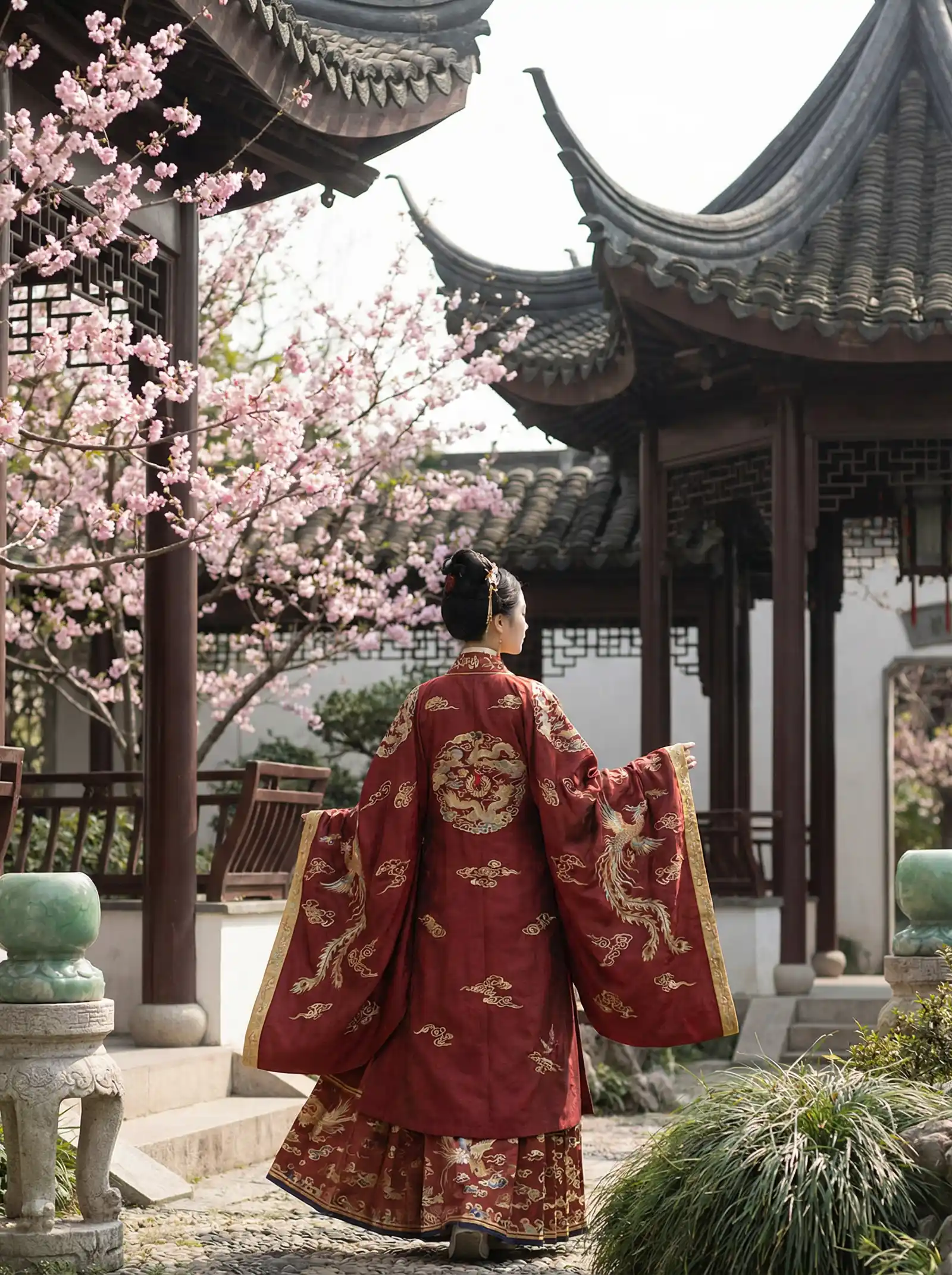 赛尔号普拉 明制汉服红色凤凰刺绣